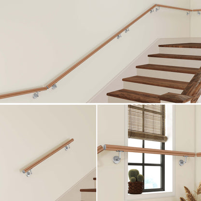 AICA Pasamanos de acero inoxidable 304 cepillado, 80/100/120/150/180/200/220/240 cm, Interior y Exterior#Marrón