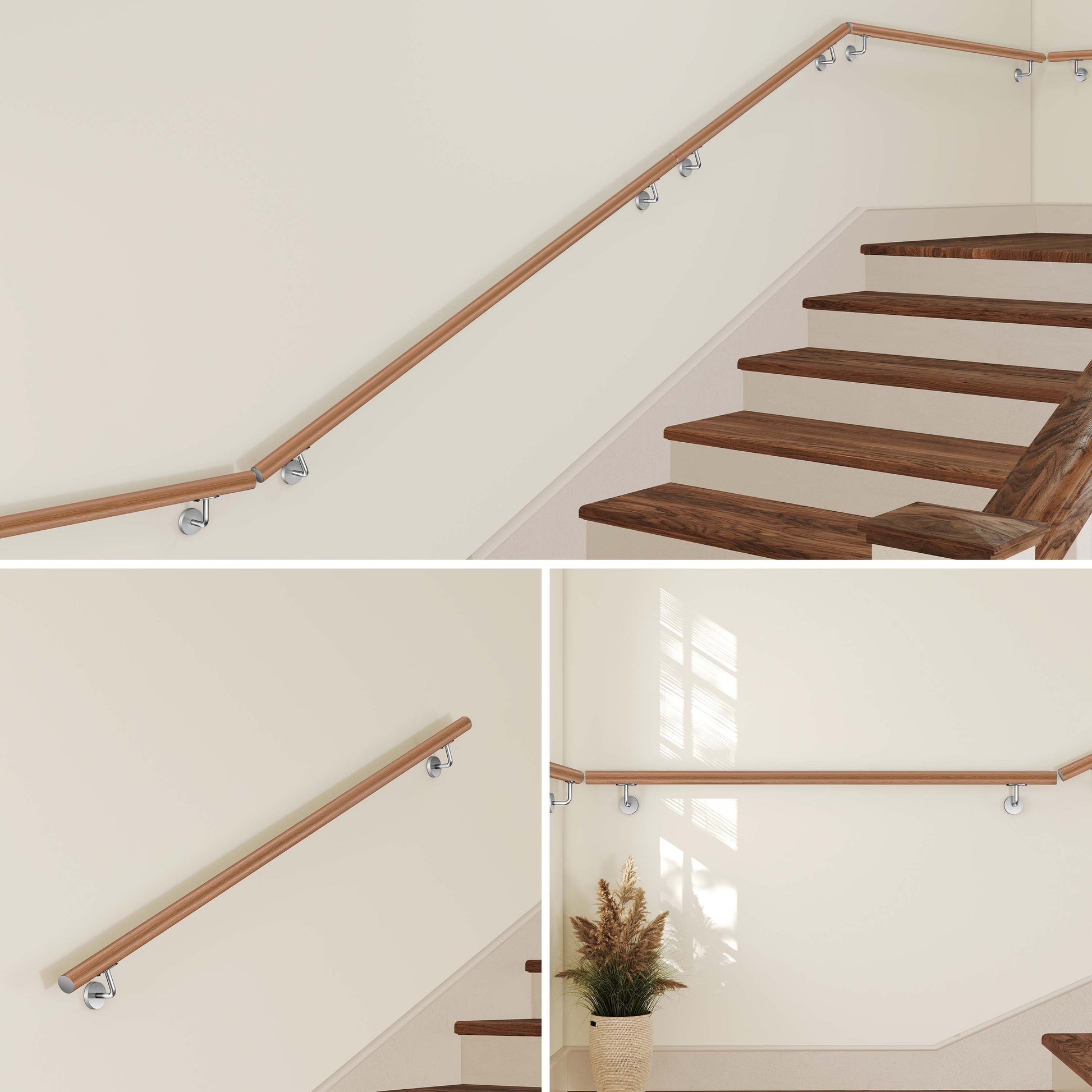 AICA Pasamanos de acero inoxidable 304 cepillado, 80/100/120/150/180/200/220/240 cm, Interior y Exterior#Marrón