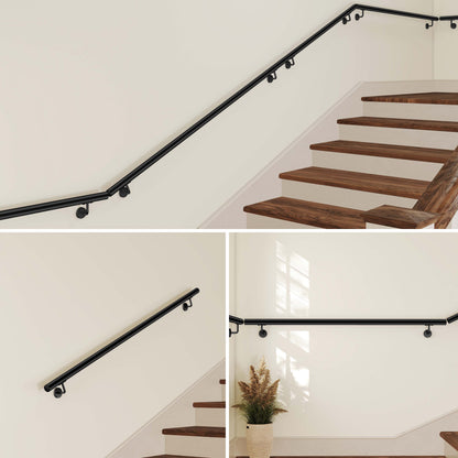 AICA Pasamanos de acero inoxidable 304 cepillado, 80/100/120/150/180/200/220/240 cm, Interior y Exterior#Negro