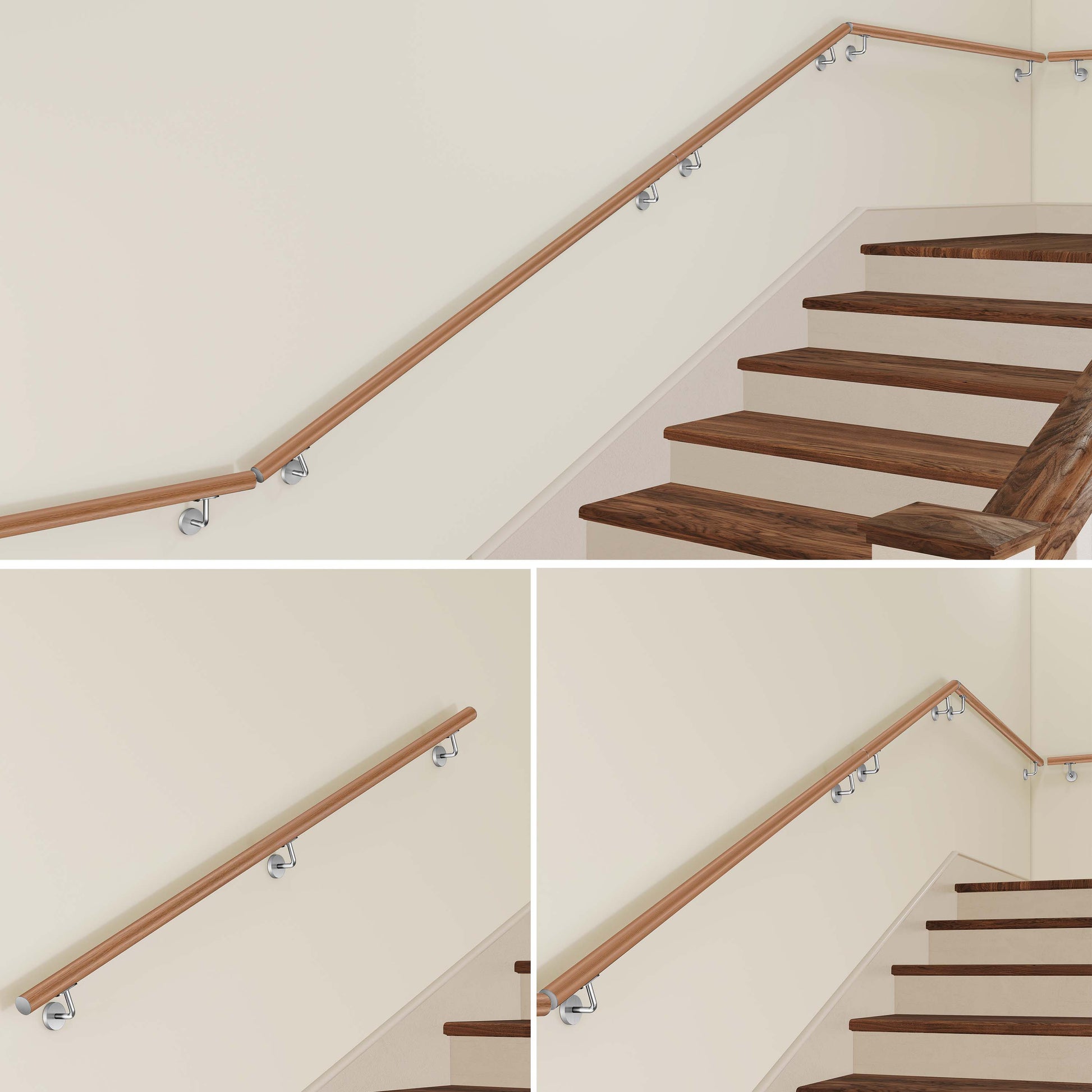 AICA Pasamanos de acero inoxidable 304 cepillado, 80/100/120/150/180/200/220/240 cm, Interior y Exterior#Marrón