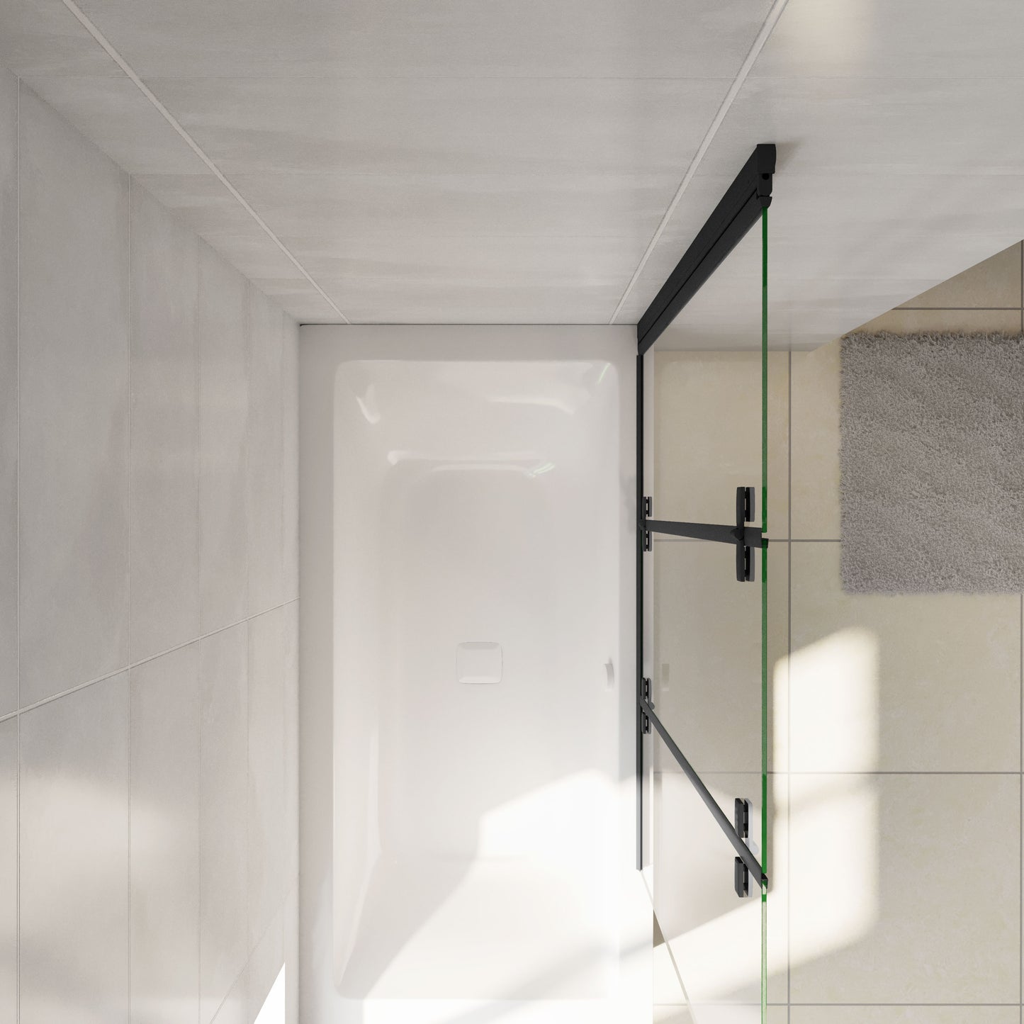 AICA Mampara de Ba?era Abatible 3 Hojas Cristal Antical 6mm 3 veces plegable Tama?o (1280-1300)x1400mm