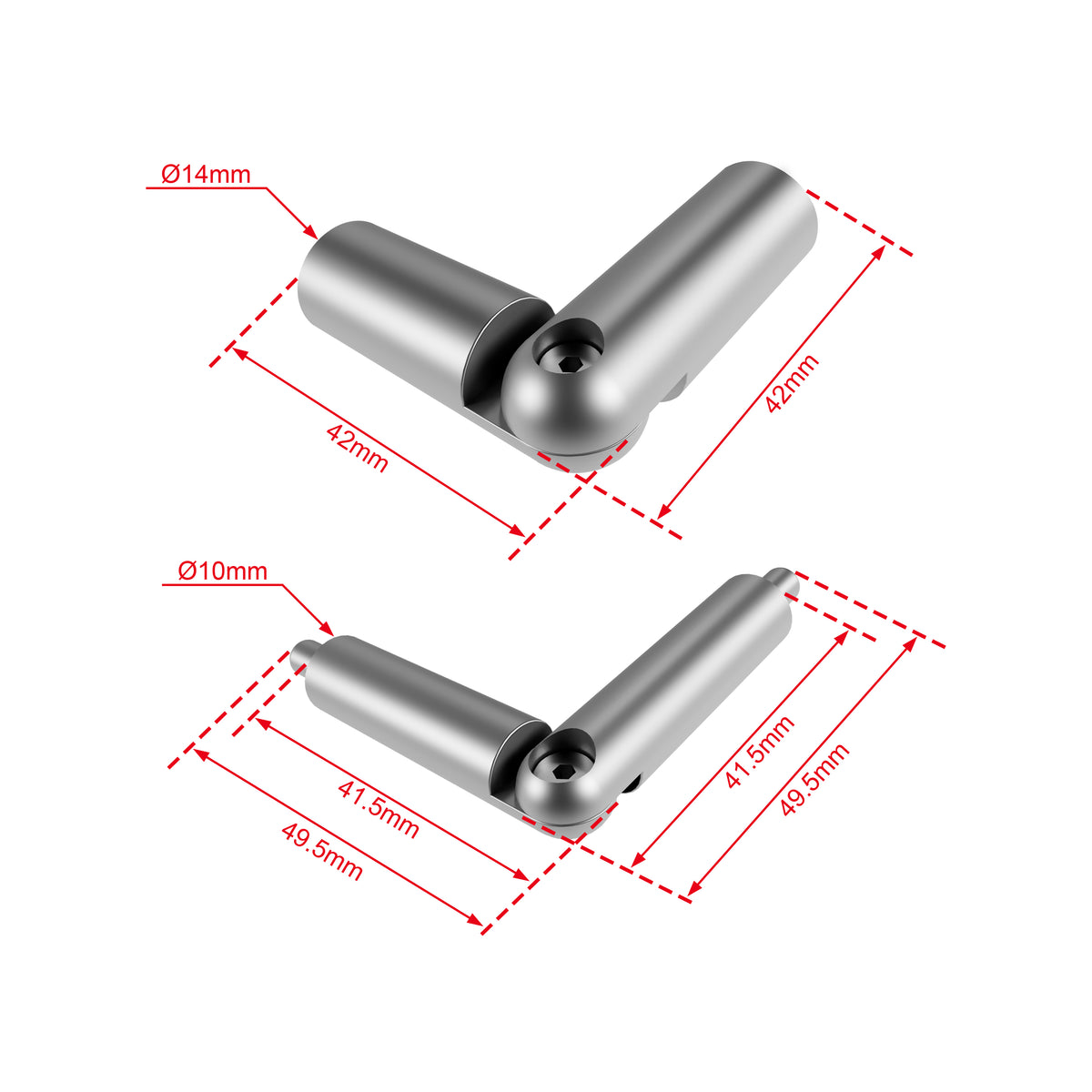 Kit de conexión universal para barandillas de aluminio, color negro mate o plata mate, válido para ángulos rectos y multidireccional