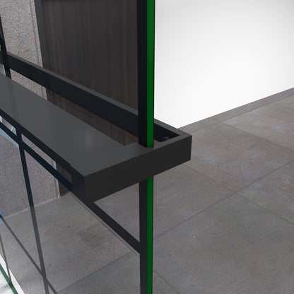 AICA Mampara Fija de Ducha Industrial Negro Mate 80/100x200cm - Cristal Templado de Seguridad 8mm con Antical, Serigrafía Cuadrada y Estante de Baño