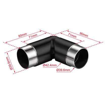 AICA Conector para pasamanos de acero inoxidable 304, Diámetro 42,2/42.4 mm, Plata/Negro, utilizado para conectar múltiples secciones de pasamanos