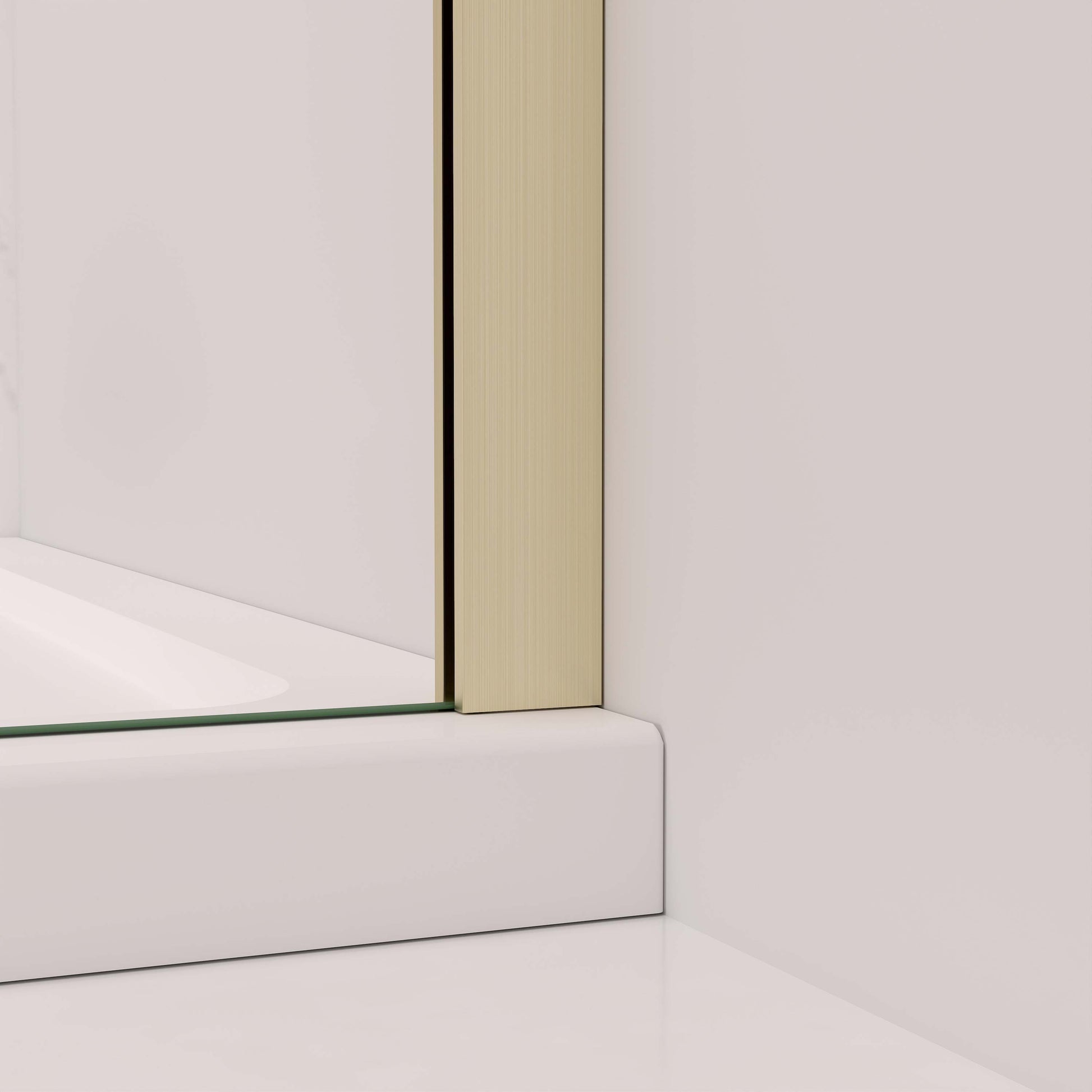 Alto 200cm mampara de ducha fija 80-120cm - Oro Cepillado - Cristal 8mm con película antiexplosión - Perfil aluminio dorado