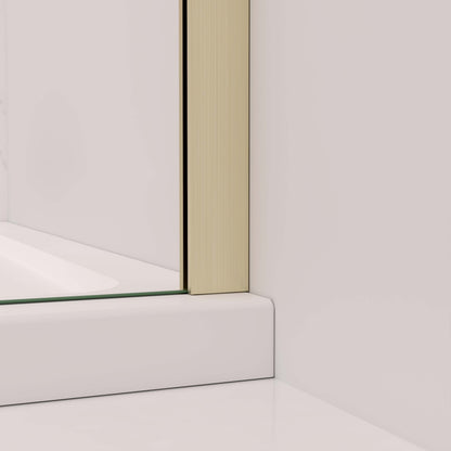 Alto 200cm mampara de ducha fija 80-120cm - Oro Cepillado - Cristal 8mm con película antiexplosión - Perfil aluminio dorado