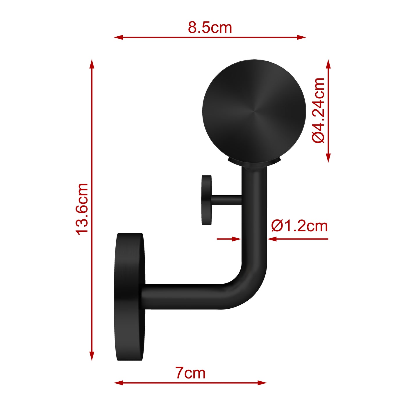 AICA Pasamanos de acero inoxidable 304 cepillado, 80/100/120/150/180/200/220/240 cm, Interior y Exterior#Negro