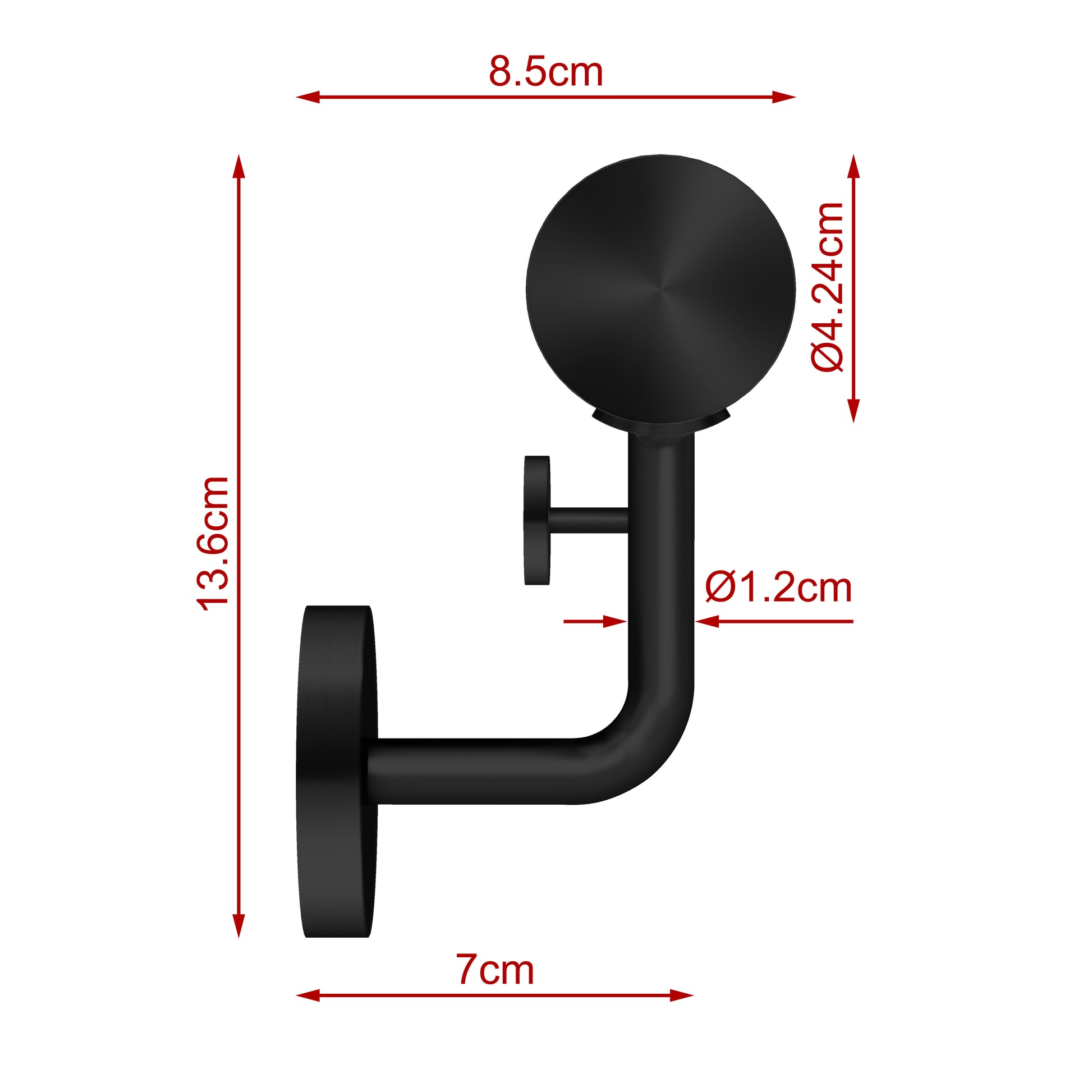 AICA Pasamanos de acero inoxidable 304 cepillado, 80/100/120/150/180/200/220/240 cm, Interior y Exterior#Negro