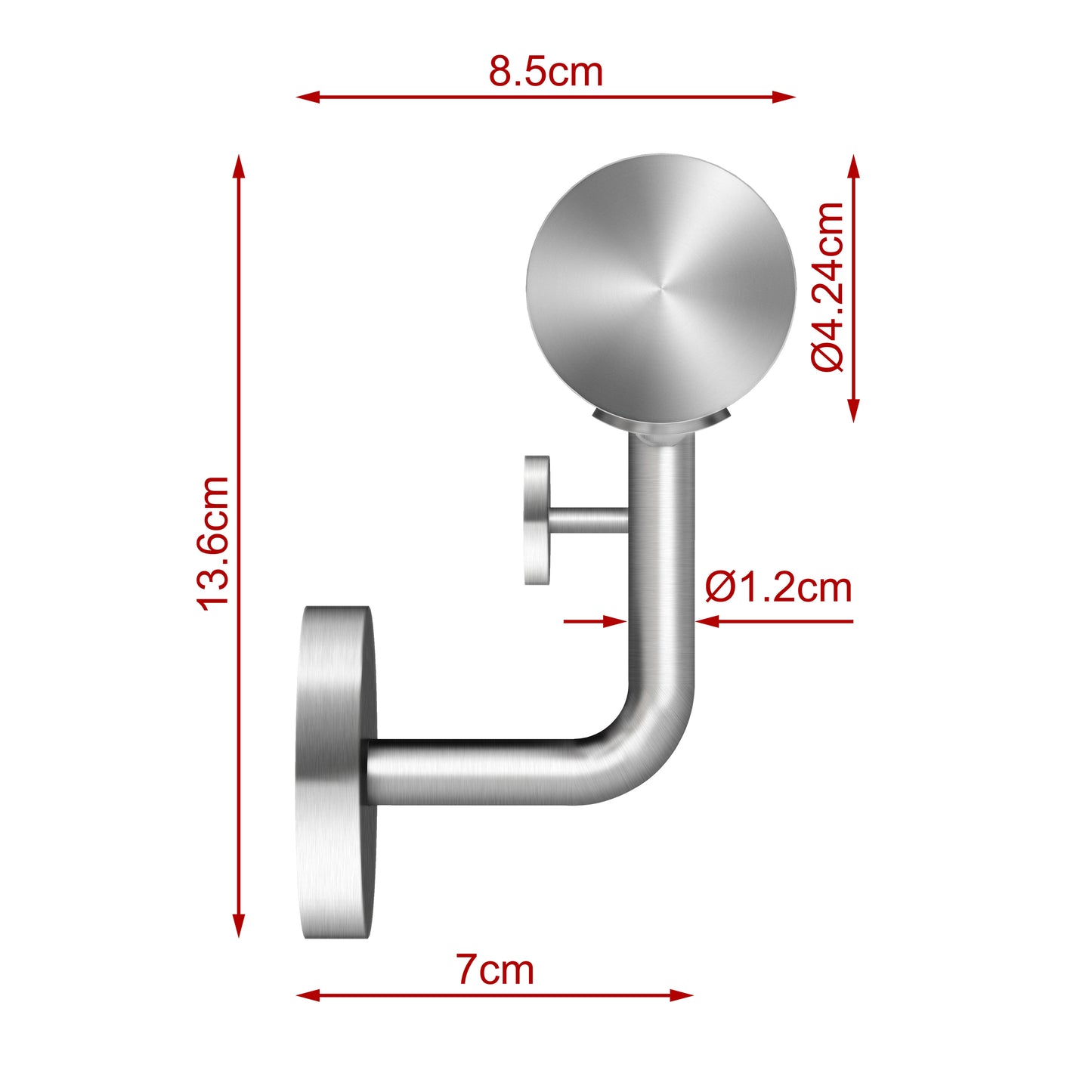 AICA Pasamanos de acero inoxidable 304 cepillado, 80/100/120/150/180/200/220/240 cm, Interior y Exterior#Plata