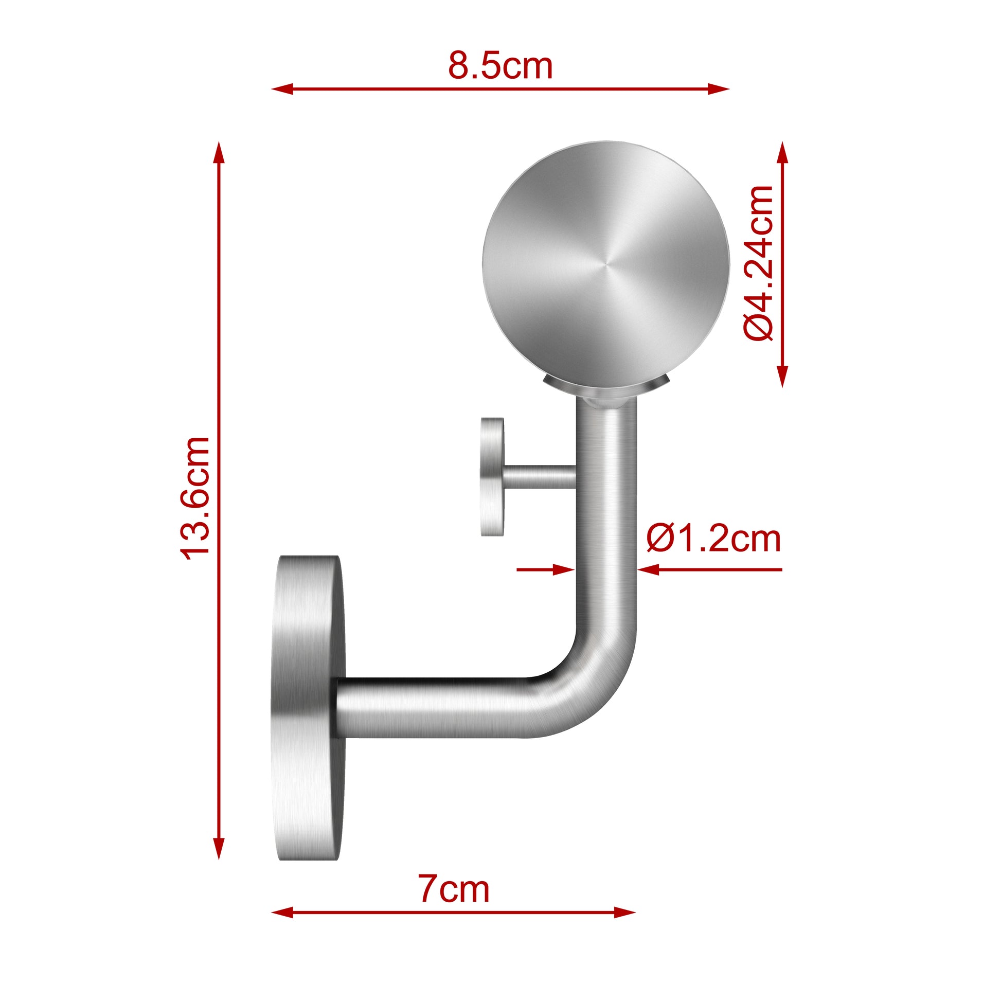 AICA Pasamanos de acero inoxidable 304 cepillado, 80/100/120/150/180/200/220/240 cm, Interior y Exterior#Plata