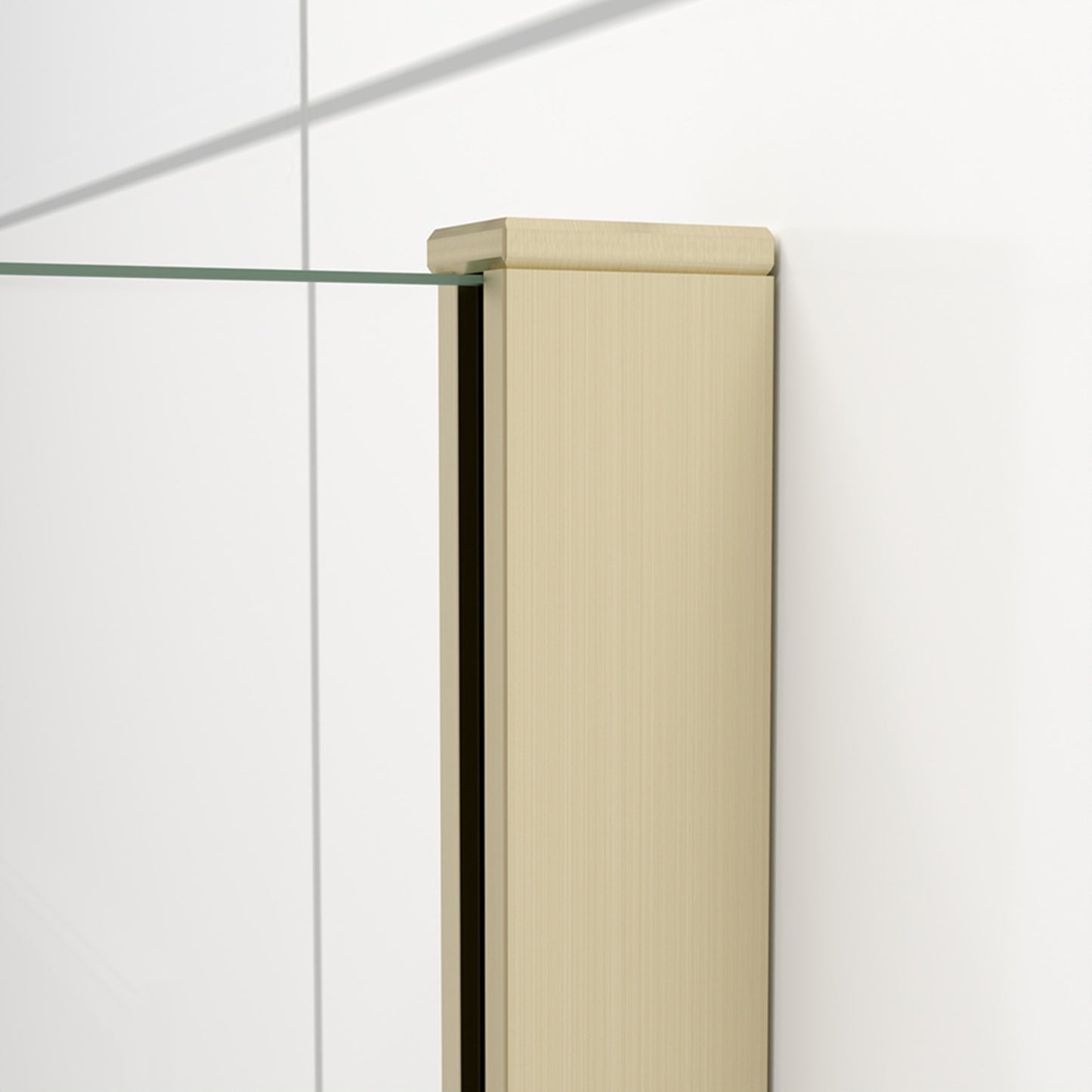 Mampara de ducha fija 50-160cm - Oro Cepillado - Cristal templado 8mm antical - Alto 200cm - Perfil aluminio dorado - Reversible