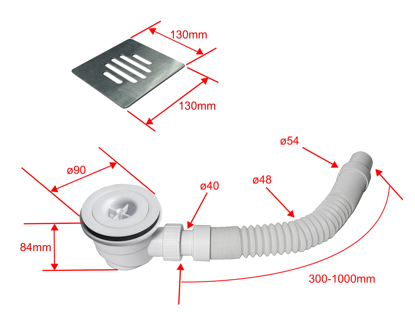 Válvulas de desagüe para platos de ducha con diámetro de 90mm