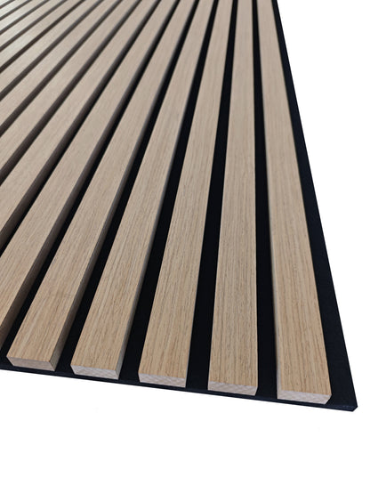 Paneles acústicos decorativos de MDF para paredes - Set de 2/3 Unidades - 260x30 cm - Color roble natural/claro/oscuro/nogal/gris claro