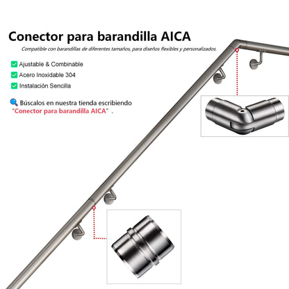 Pasamanos de escalera de acero inoxidable 304 para interior y exterior - 80/100/120/150/180/200 cm