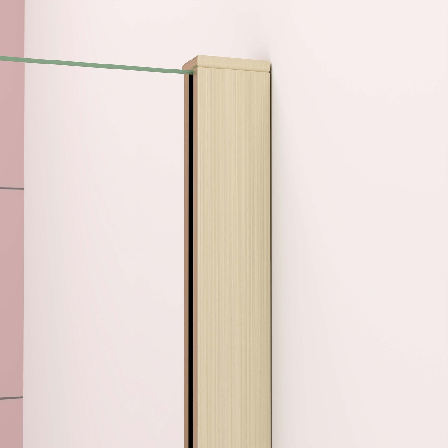 Alto 200cm mampara de ducha fija 80-120cm - Oro Cepillado - Cristal 8mm con película antiexplosión - Perfil aluminio dorado