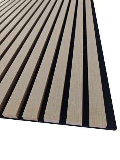 Paneles acústicos decorativos de MDF para paredes - Set de 2/3 Unidades - 240x60 cm - Color roble natural/claro/oscuro/nogal/gris claro
