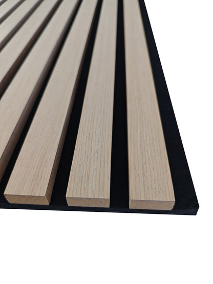 Paneles acústicos decorativos de MDF para paredes - Set de 2/3 Unidades - 240x60 cm - Color roble natural/claro/oscuro/nogal/gris claro