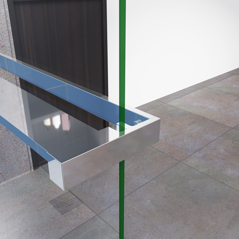 AICA Mampara de ducha fija con estante-100/140x200cm-Vidrio Templado Antical 8mm-Barra ajustable 73-120/70-120/N:90/N:140/F:90/F:140cm-Perfil Cromado