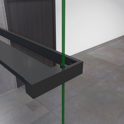 AICA Mampara de ducha fija negra con estante-80/100/140x200cm-Vidrio Templado de 8mm con Tratamiento Antical-Perfil Negro Mate