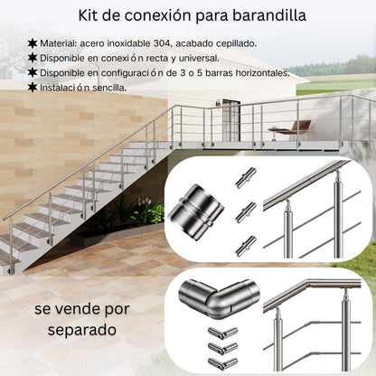 Barandilla Acero Inoxidable 304 Montaje Lateral 3 Travesaños