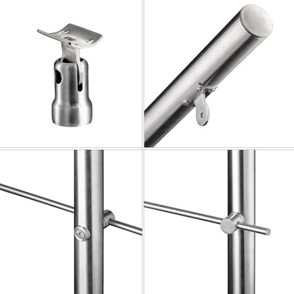 AICA Barandilla escalera de acero inoxidable 80/100/120/150/180/200/220/240 cm con 5 barras transversales para interior