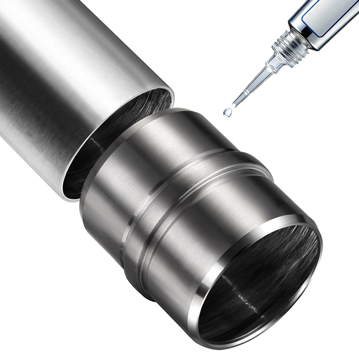 AICA Conector para pasamanos de acero inoxidable 304, Diámetro 42,2/42.4 mm, Plata/Negro, utilizado para conectar múltiples secciones de pasamanos#Plata