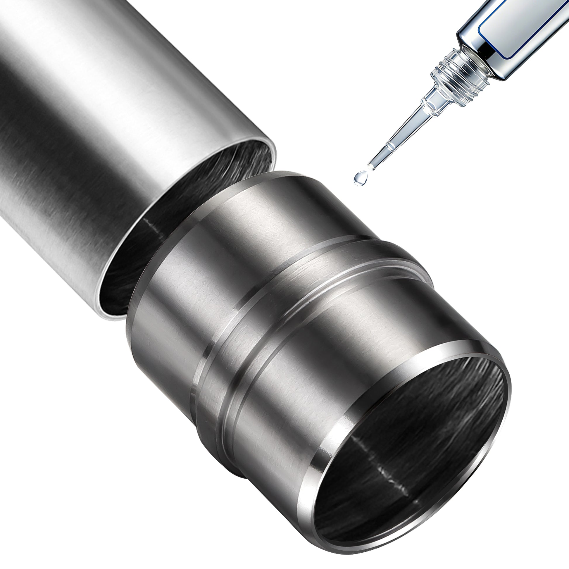 AICA Conector para pasamanos de acero inoxidable 304, Diámetro 42,2/42.4 mm, Plata/Negro, utilizado para conectar múltiples secciones de pasamanos#Plata