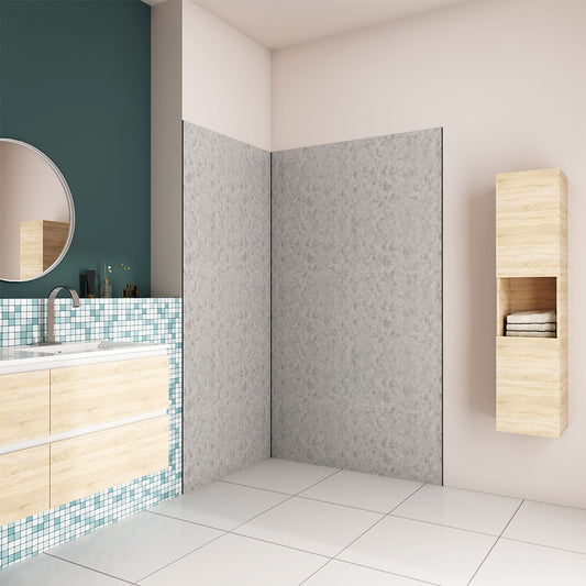 AICA Panel angular de pared para ducha en Aluminio, color de Hormigón gris, 90x90x210cm, Revestimiento de paredes