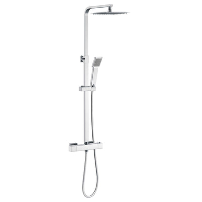 Columna de Ducha Termostática Plata Brillante con Barra Ajustable y Rociador Superior Acero Inoxidable Diseño Sencillo para Baño Aica Sanitarios