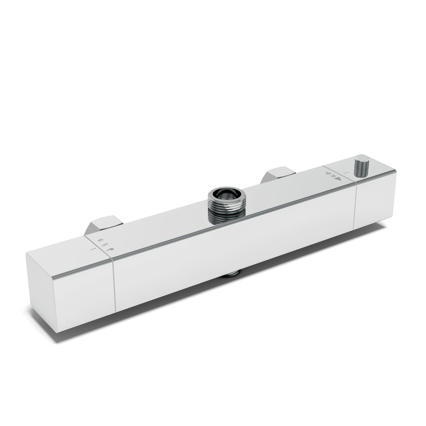 Aica Columna de Ducha con termostato y alcachofa cuadrada 30x30cm rociador superior plata brillante barra regulable