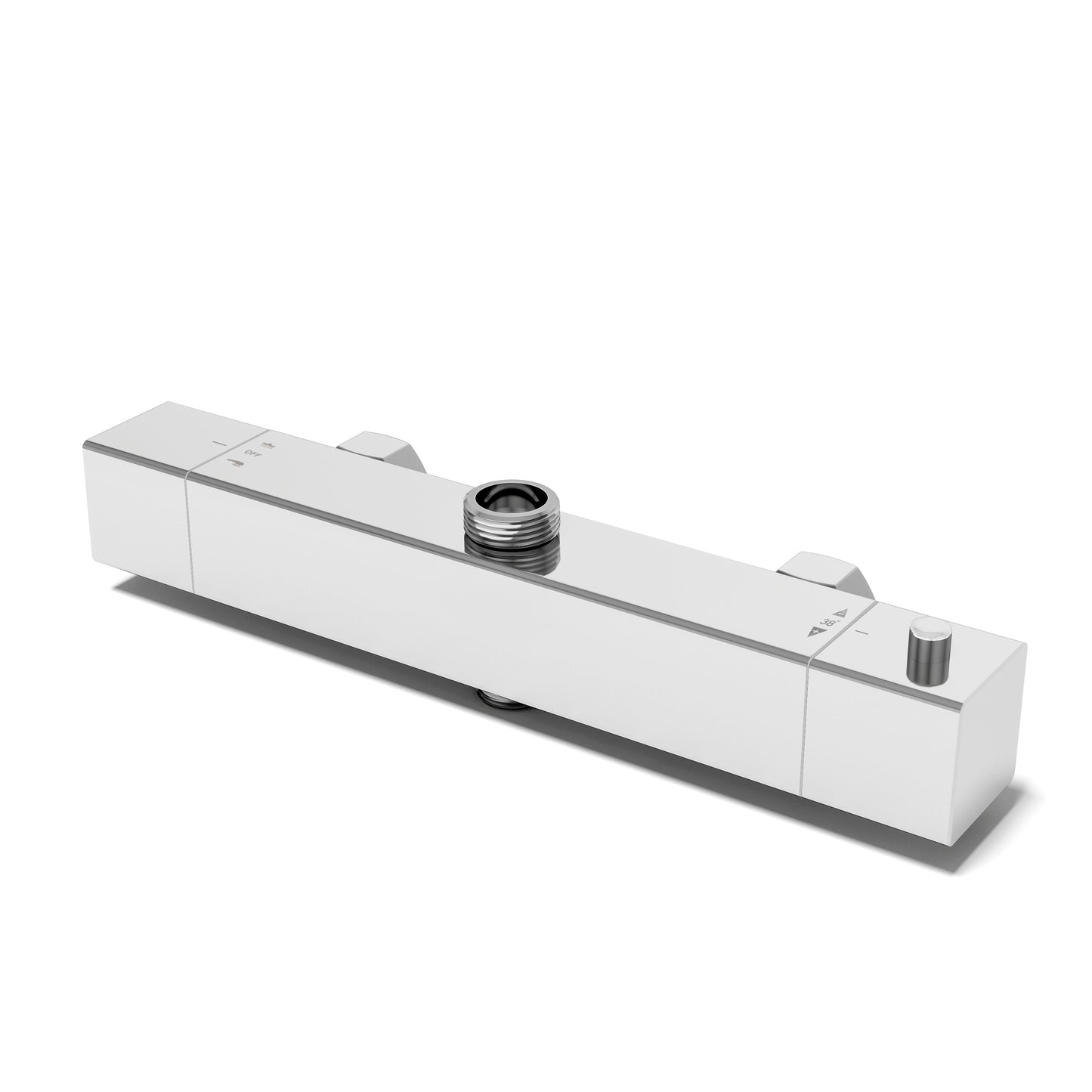 Aica Columna de Ducha con termostato y alcachofa cuadrada 30x30cm rociador superior plata brillante barra regulable