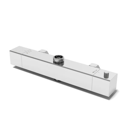 Aica Columna de Ducha con termostato y alcachofa cuadrada 30x30cm rociador superior plata brillante barra regulable