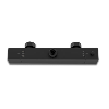 Aica Columna de Ducha Alcachofa Cuadrada con Termostato 30x30cm Rociador Superior Negro Mate Barra Regulable
