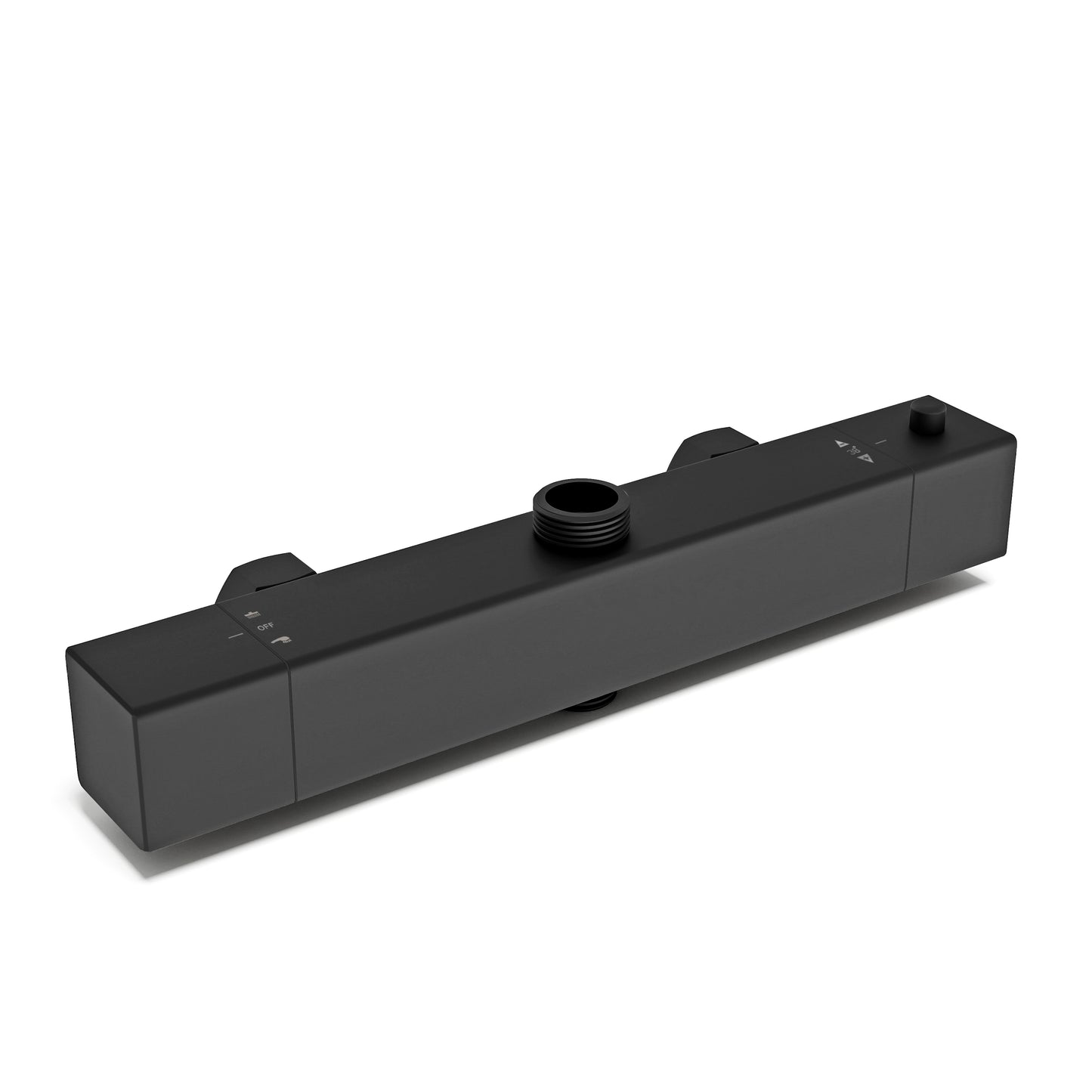 Aica Columna de Ducha con termostato y alcachofa cuadrada 30x30cm rociador superior negro mate barra redonda
