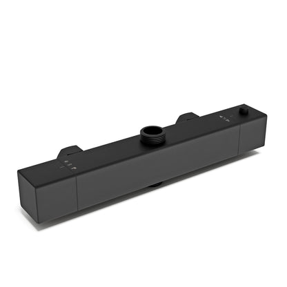 Aica Columna de Ducha Alcachofa Cuadrada con Termostato 30x30cm Rociador Superior Negro Mate Barra Regulable