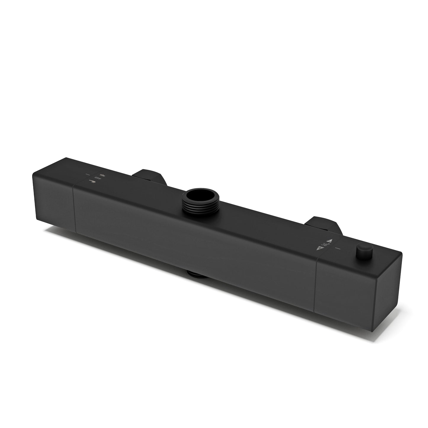Aica Columna de Ducha con termostato y alcachofa cuadrada 30x30cm rociador superior negro mate barra redonda