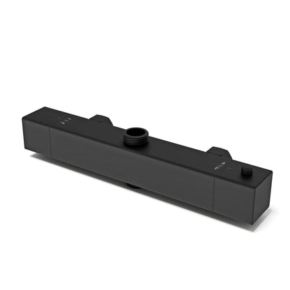 Aica Columna de Ducha con termostato y alcachofa cuadrada 30x30cm rociador superior negro mate barra redonda