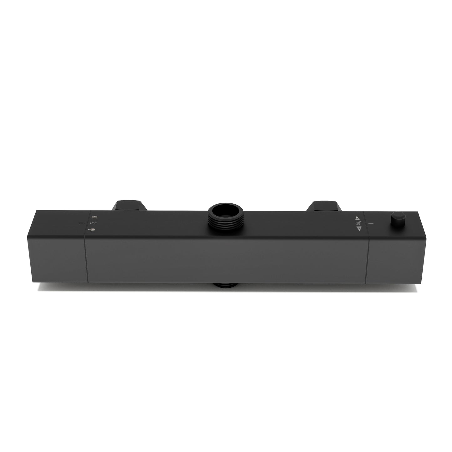 Aica Columna de Ducha con termostato y alcachofa cuadrada 30x30cm rociador superior negro mate barra redonda