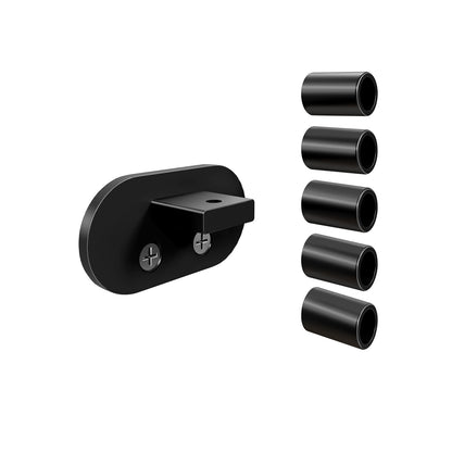 Kit de fijación mural para barandilla de aluminio, negro mate / plata mate, para fijar el extremo del tubo a la pared