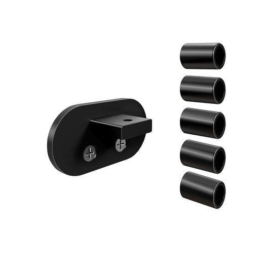 Kit de fijación mural para barandilla de aluminio, negro mate / plata mate, para fijar el extremo del tubo a la pared