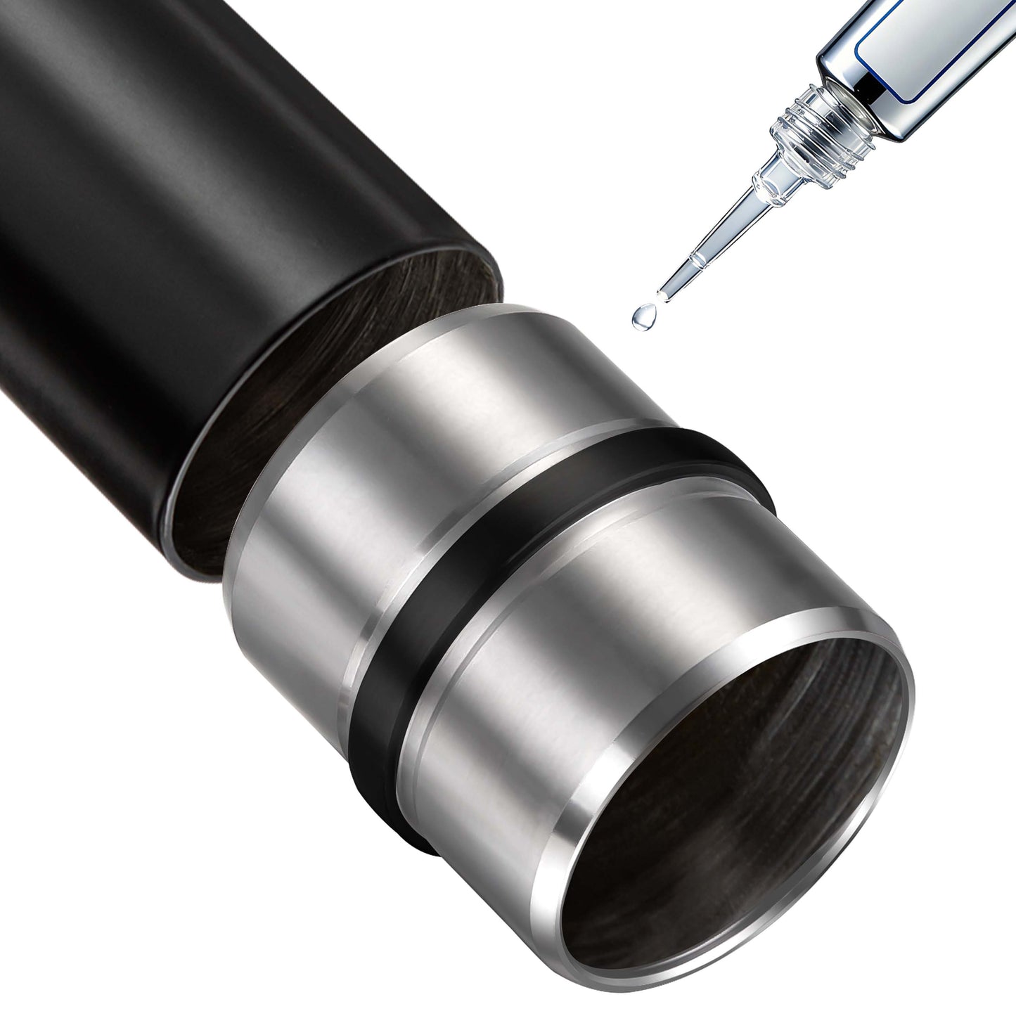 AICA Conector para pasamanos de acero inoxidable 304, Diámetro 42,2/42.4 mm, Plata/Negro, utilizado para conectar múltiples secciones de pasamanos#Negro