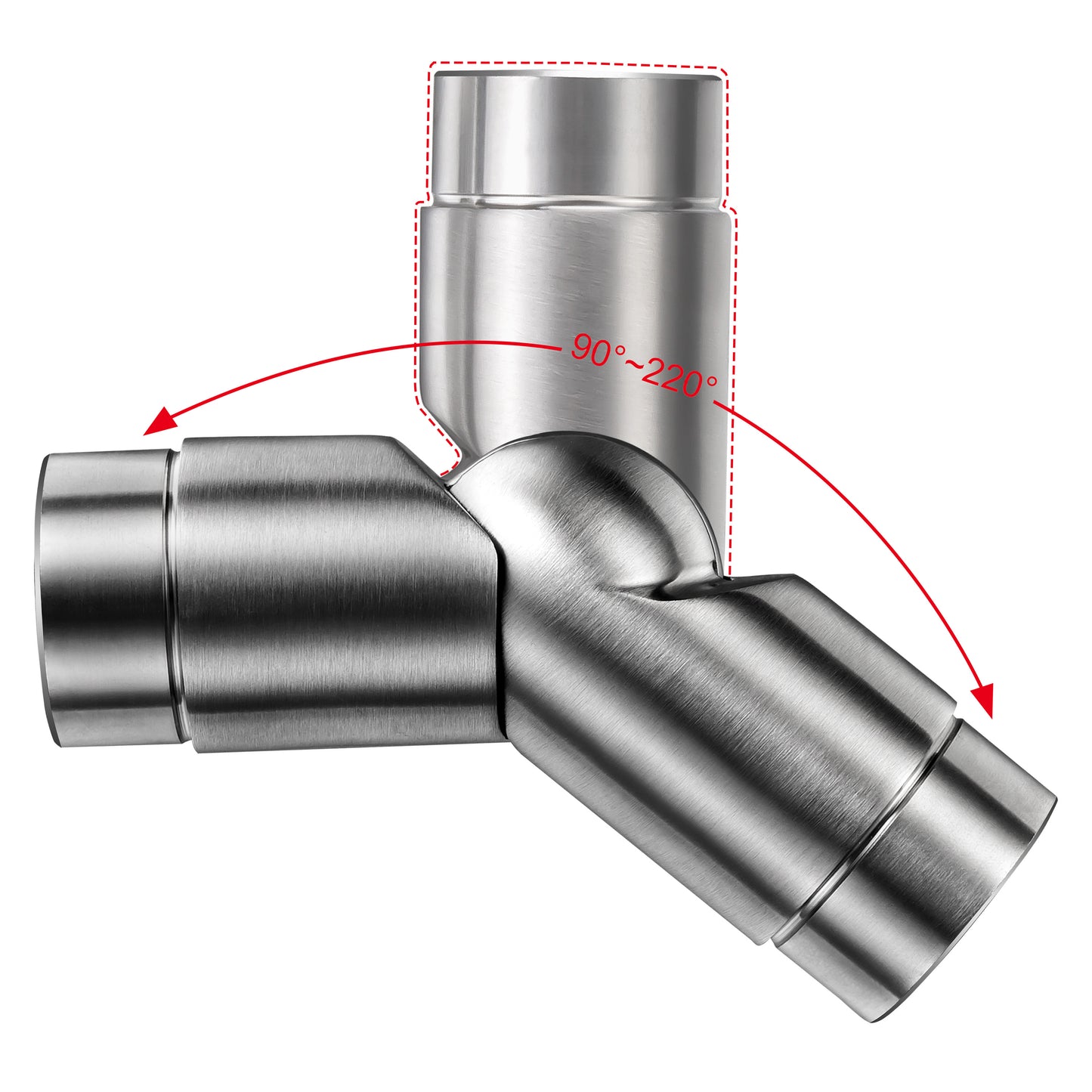 AICA Conector para pasamanos de acero inoxidable 304, Diámetro 42,2/42.4 mm, Plata/Negro, utilizado para conectar múltiples secciones de pasamanos#Plata