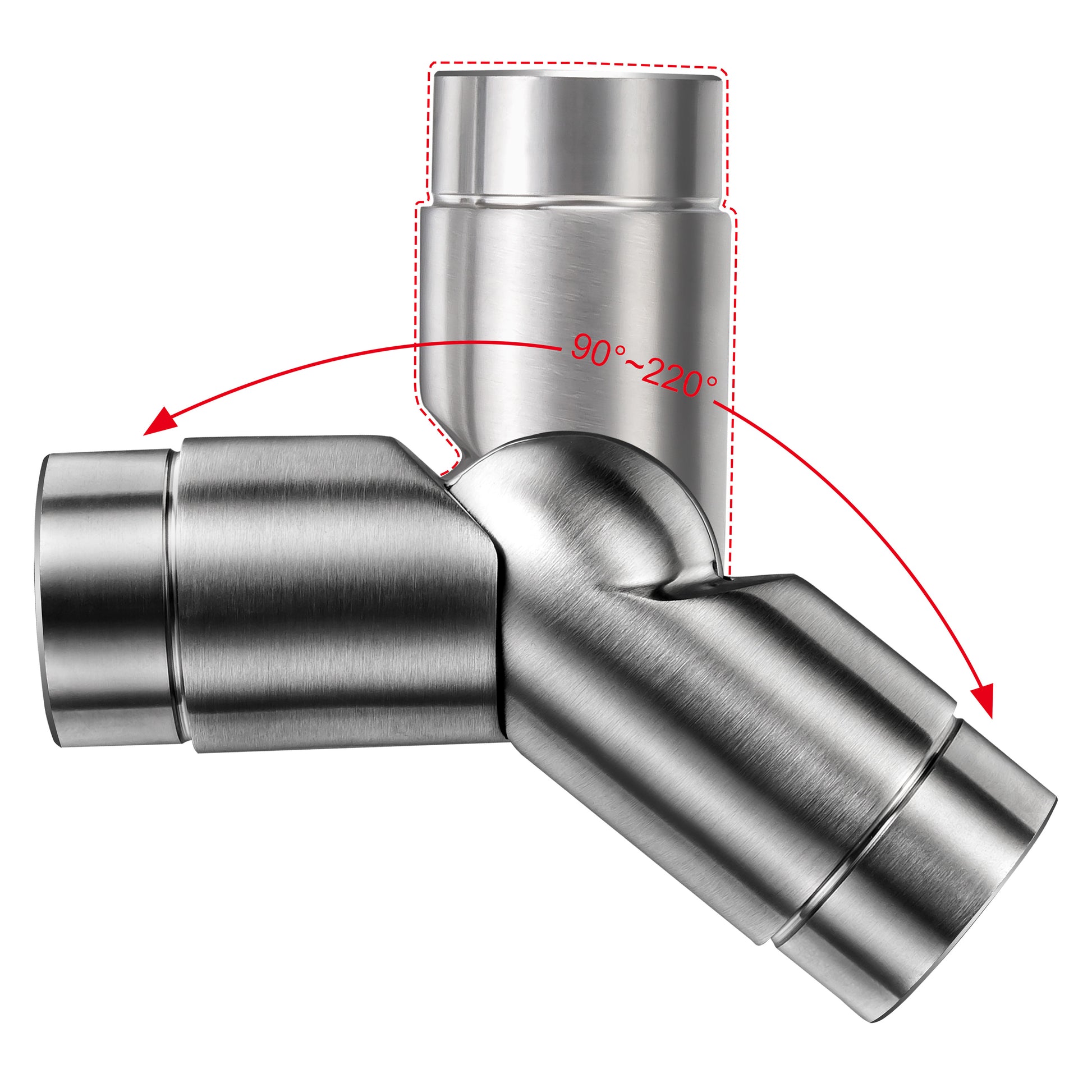 AICA Conector para pasamanos de acero inoxidable 304, Diámetro 42,2/42.4 mm, Plata/Negro, utilizado para conectar múltiples secciones de pasamanos#Plata
