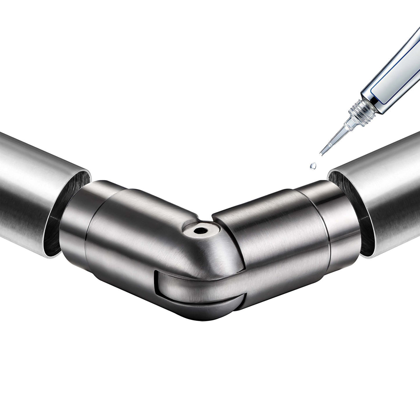 AICA Conector para pasamanos de acero inoxidable 304, Diámetro 42,2/42.4 mm, Plata/Negro, utilizado para conectar múltiples secciones de pasamanos#Plata