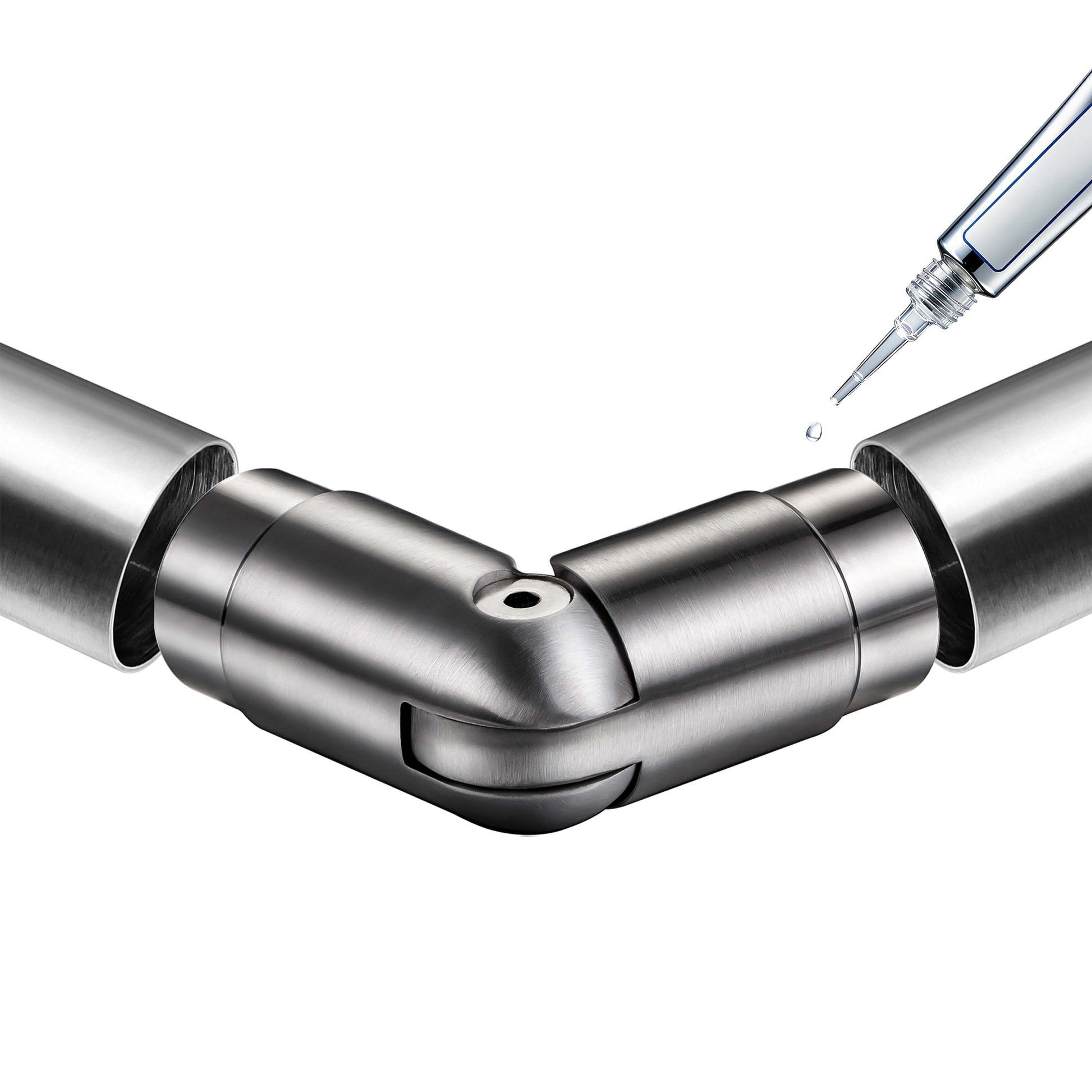 AICA Conector para pasamanos de acero inoxidable 304, Diámetro 42,2/42.4 mm, Plata/Negro, utilizado para conectar múltiples secciones de pasamanos#Plata