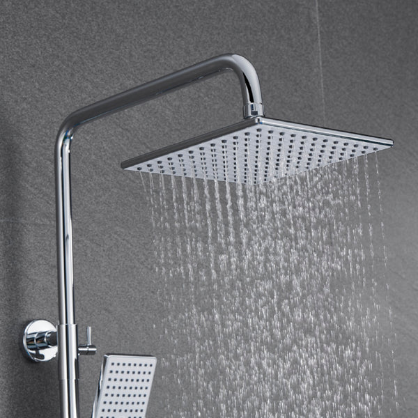 Columna Ducha termostática 38?, Válvula de termostato cromada, Ducha de Baño, alcachofa grande cuadrada con manguera en Cromo de acero inoxidable, Aica Ducha Lluvia