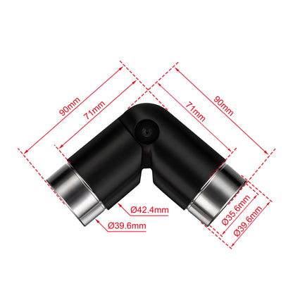 AICA Conector para pasamanos de acero inoxidable 304, Diámetro 42,2/42.4 mm, Plata/Negro, utilizado para conectar múltiples secciones de pasamanos#Negro
