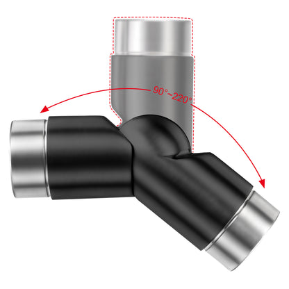 AICA Conector para pasamanos de acero inoxidable 304, Diámetro 42,2/42.4 mm, Plata/Negro, utilizado para conectar múltiples secciones de pasamanos#Negro