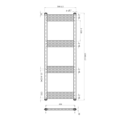 AICA Toallero secatoallas radiador negro 138x50cm calefacción en sistema circuito de agua caliente válido