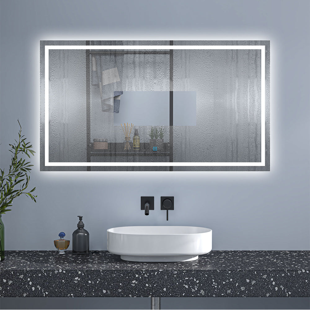 AICA Espejo de baño LED sin cobre 120×80cm＋antivaho＋interruptor táctil